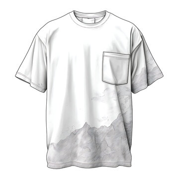 White Short Sleeve T-Shirt with Pocket Detail: Classic Men's Summer Fashion Illustration in Casual Vintage Style