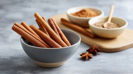 Mixing cinnamon and anise spices in the kitchen
