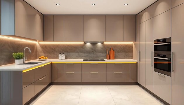 Sleek modern kitchen cabinets with integrated line set plumbing,  pipes,   hidden plumbing
