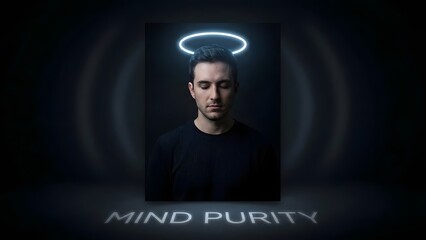 Man with Halo Mindfulness Meditation Concept.