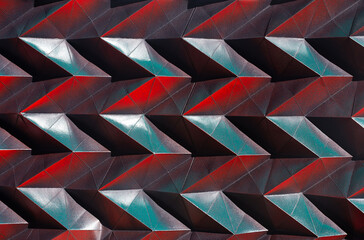 Folded spray painted colorful paper art, Japanese origami background texture, abstract geometric pattern artwork