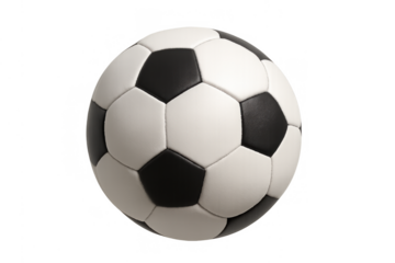 Soccer ball classic design appearing on transparent background for game, sport, and athletic concepts