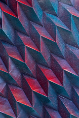 Folded spray painted colorful paper art, Japanese origami background texture, abstract geometric pattern artwork