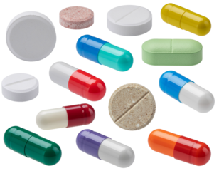 pills on white background