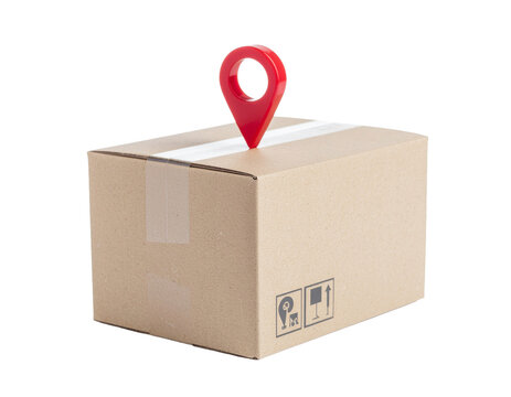 cardboard box with red ribbon teslimat simgeli karton kutu 