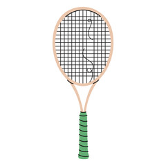 Hand-drawn tennis racket with a broken string.Ideal for sports graphics, creative projects and designs.Colorful Racket icon.Vector illustration isolated on white background.EPS 10