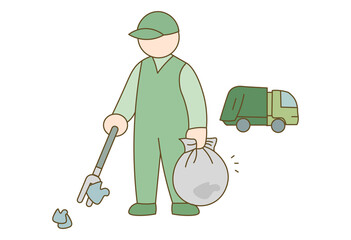Sanitation Worker Collecting Trash for Environmental Cleanup and Waste Management