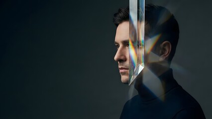 Man with Reflected Light on Face Portrait.