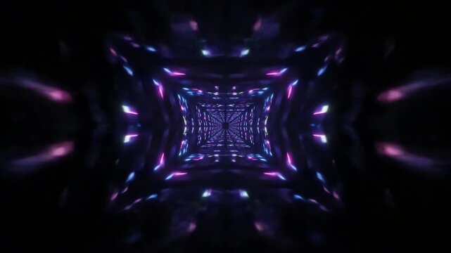 Abstract Neon Tunnel VJ Loop with Pulsating Lights and Geometric Patterns