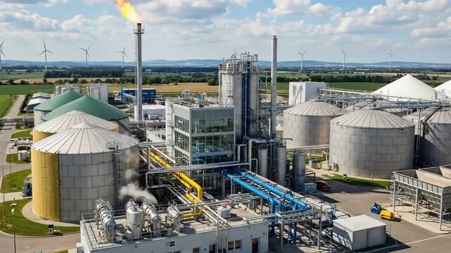 Industrial biogas facility converting organic waste to energy.