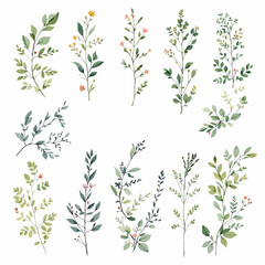 Vintage seamless floral pattern featuring a green vector illustration of spring leaves, branches, and flower ornaments for a nature inspired wallpaper design