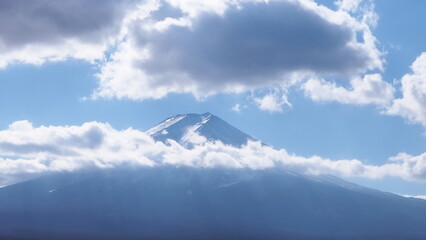 
A picture of Mount Fuji with clouds, making it appear as if it's floating.
