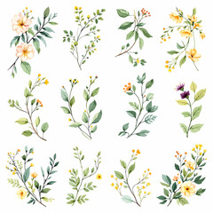 Fototapeta premium Seamless vintage floral pattern design featuring green leaves and spring flower ornaments for a nature inspired textile wallpaper illustration