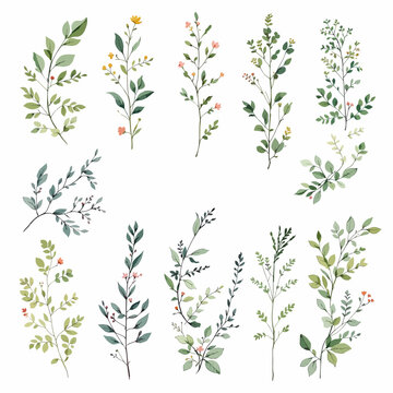 Vintage seamless floral pattern featuring a green vector illustration of spring leaves, branches, and flower ornaments for a nature inspired wallpaper design