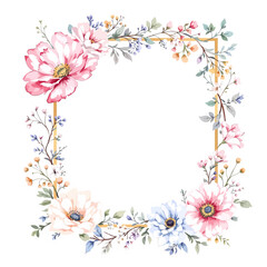 Floral frame with flowers watercolor