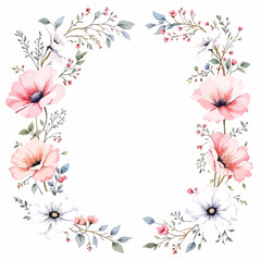 Frame floral background with flowers