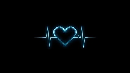 Glowing Heartbeat Line on Black Background.