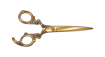 Ornate golden scissors with intricate filigree details, symbolizing craftsmanship and precision