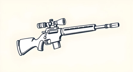 Naklejka premium sniper rifle vector artwork, sniper rifle military illustration vector, sniper rifle modern tactical rifle, sniper rifle silhouette drawing vector, sniper rifle realistic firearm illustration, sniper 