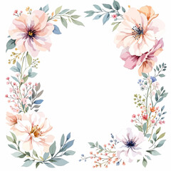 frame with flowers watercolor