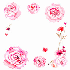 pink roses frame