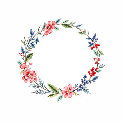 Vintage floral wreath and christmas frame decoration featuring holly berries and spring flower patterns for a nature art border illustration