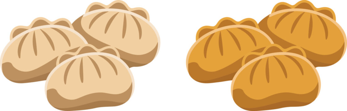 Chinese baozi steamed buns set traditional dim sum dumplings with various fillings asian street food