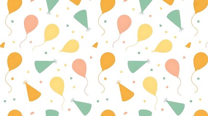 Vibrant party balloons and confetti on white background for celebration