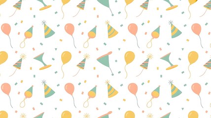Vibrant party celebration background with colorful balloons and confetti