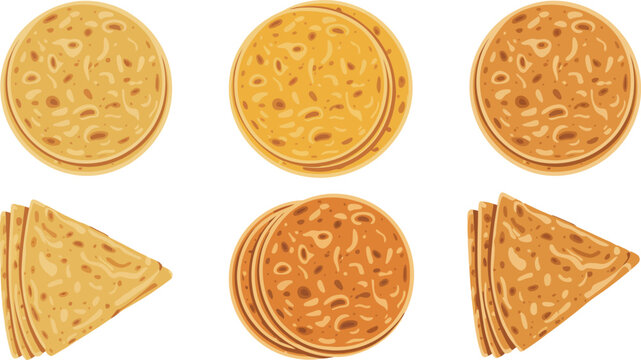 Collection of traditional flatbreads and pancakes in various shapes showcasing golden texture and patterns