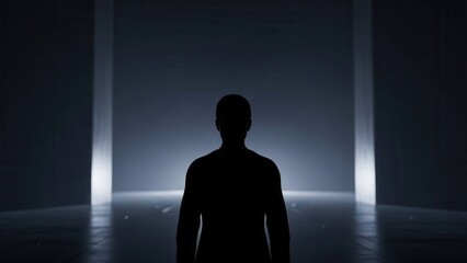 Obraz premium silhouette of a man standing in a doorway