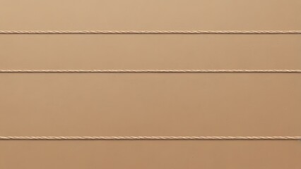 Three Horizontal Lines of Natural Beige Twine Rope Against a Smooth Minimalist Brown Background with Empty Copy Space