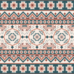 The seamless Aztec style print blends geometric heritage with Southwestern fashion.