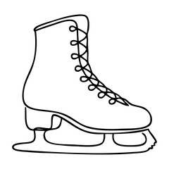 Logo winter sports. Dibujo de línea continua de bota para patinaje sobre hielo  © teracreonte