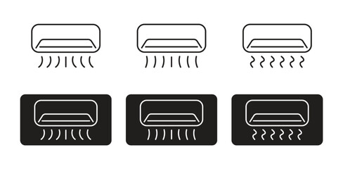 Air Conditioner Airflow and Temperature Mode Icons Set