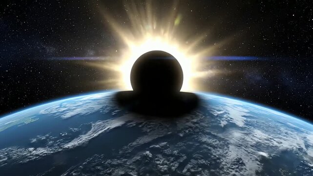  Mysterious Monolith Appears Above Earth Creating Solar Eclipse in Deep Space Cosmic View