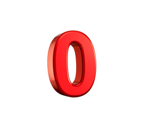 Obraz premium Glossy red number zero with smooth curves and reflective finish, 3d illustration