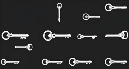 set of vintage keys, antique key collection, old metal keys isolated, retro skeleton keys set, classic iron keys bundle, Victorian style keys vector, rustic antique keys illustration, medieval door ke