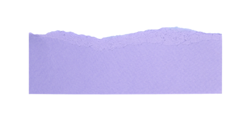 Purple ripped paper strip with jagged edge, providing copy space and text background on frame transparent