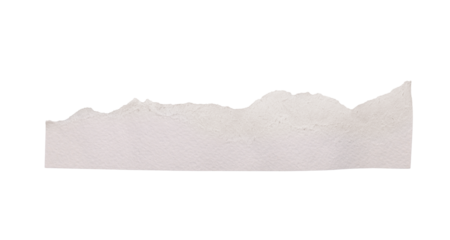 Torn white paper strip showing rough texture and uneven edge, providing background transparent space on copy