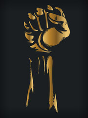 Silhouette Gold Fist Raised Gym Arm