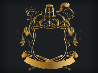 Silhouette Gold Knight Medieval Fantasy Crest