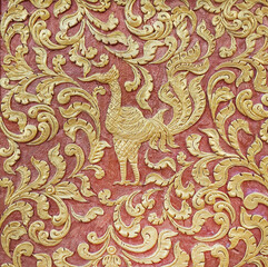 Thai art pattern old style the wall in the temples in Thailand.