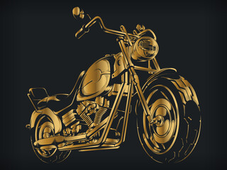 Silhouette Gold Motorcycle Biker Chopper Rider