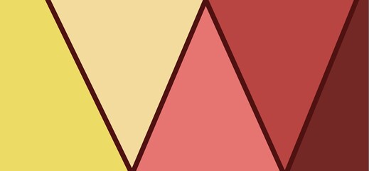 Five triangle shapes and zigzag line accents, quirky abstract wallpaper, playful geometric wide background