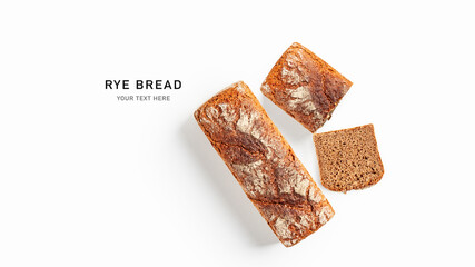 Rye bread isolated on white background.