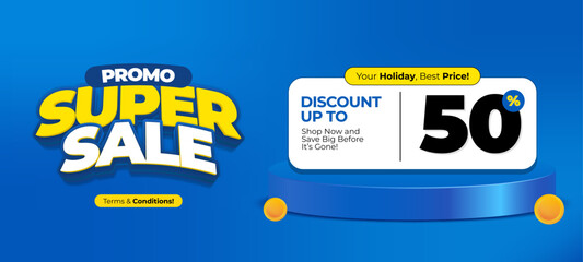 Obraz premium Social Media Super Sale Design Template Promotion Advertising