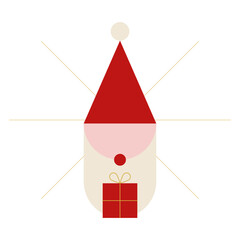 Christmas greeting card with geometric elements. For invitation, poster, advertisement. Vector illustration, flat design