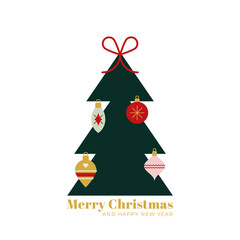 Christmas greeting card with geometric elements. For invitation, poster, advertisement. Vector illustration, flat design