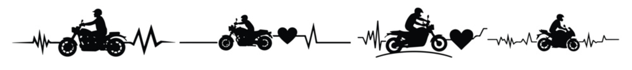Motorcycle rider heartbeat graphic with heart symbol © Moolb
